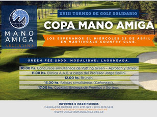 Copa Mano Amiga: XVIII Torneo de Golf de Solidario en Martindale C.C.