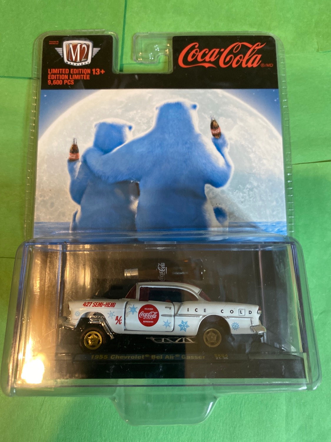 2021 M2 Machines, 'Coca-Cola' "1955 CHEVROLET BEL AIR GASSER" Christmas Edition