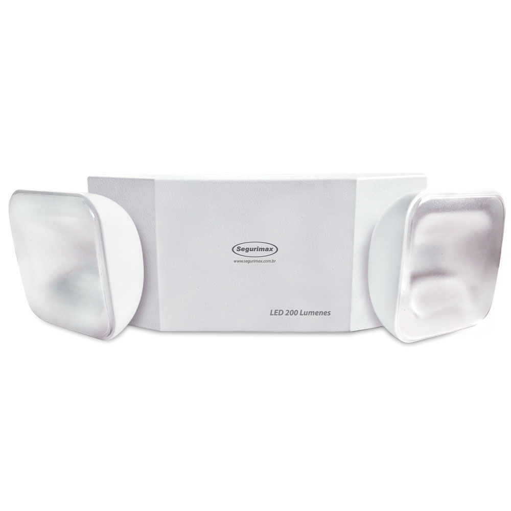 Luminaria de emergencia LED blanca modelo 31250 con doble cabezal orientable, diseño compacto para instalación en interiores