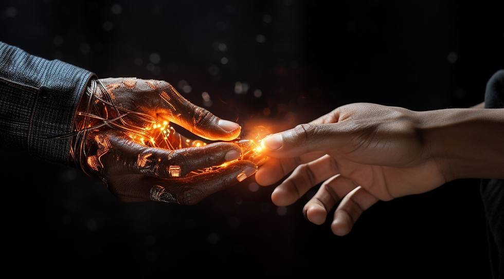 A symbolic exchange of energy and wisdom, representing the passing of the torch from one generation to the next.