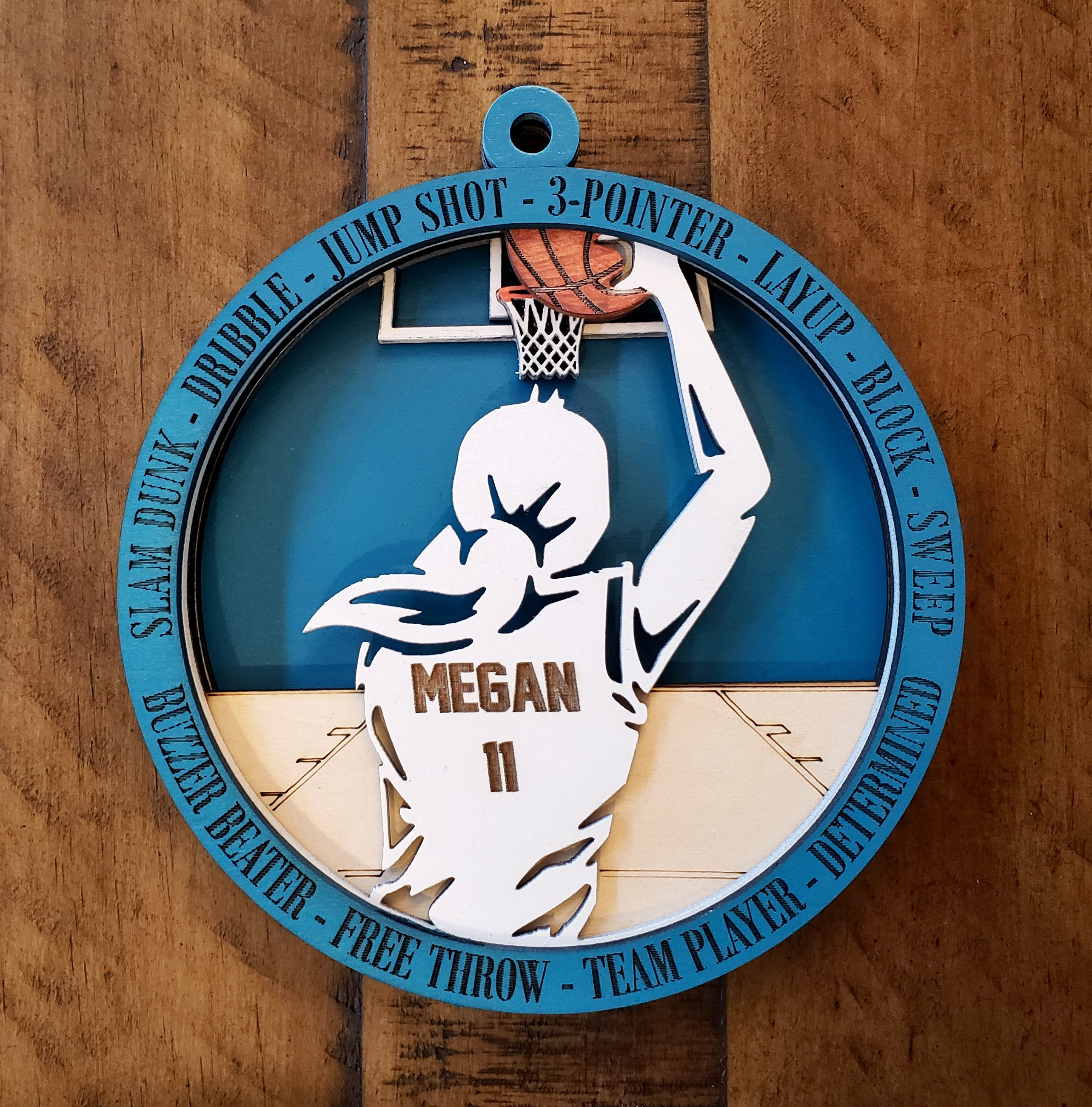 Personalized Girls Basketball Team Wood Medallion