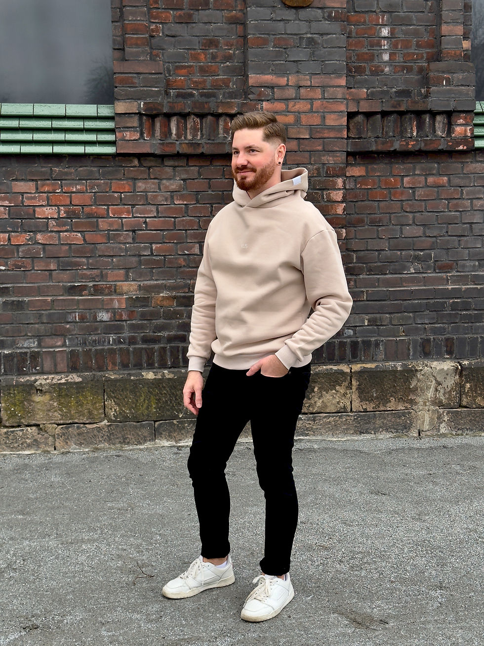 Miniatura: Krémová unisex mikina baggy