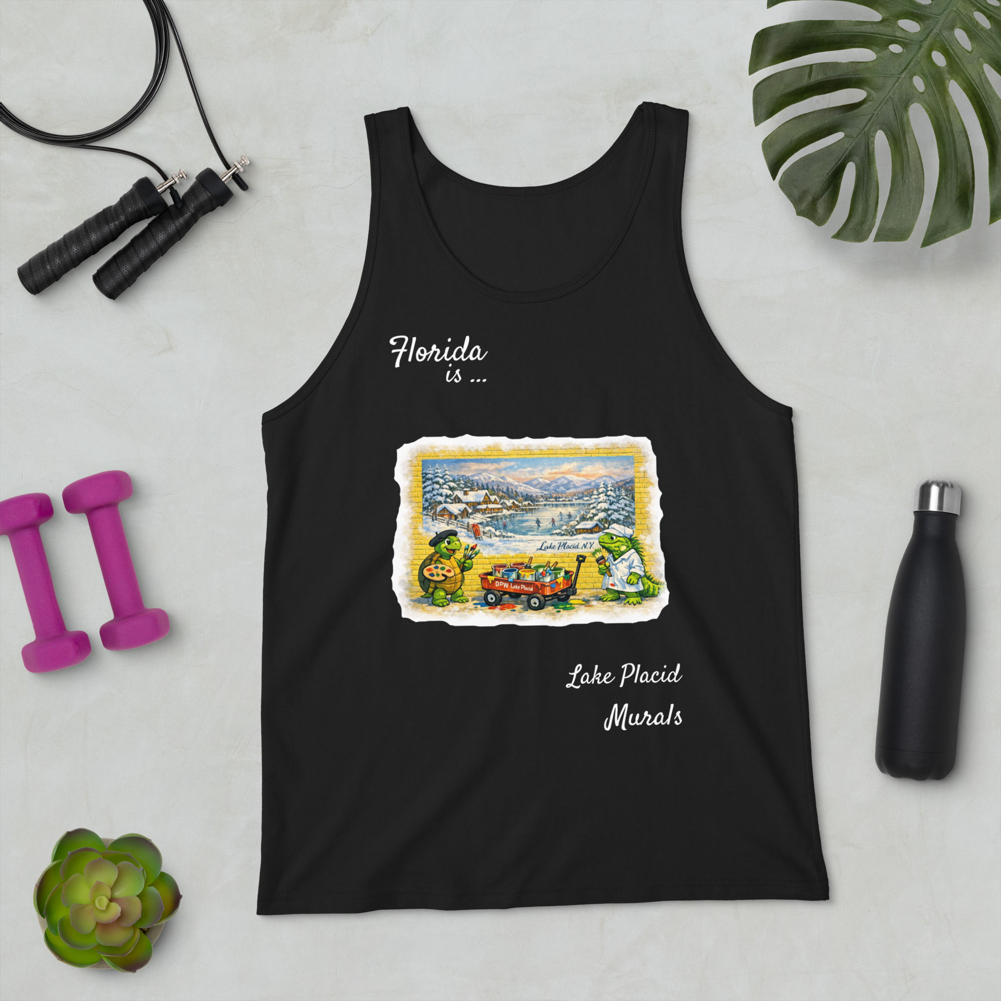 tank top lake placid mural