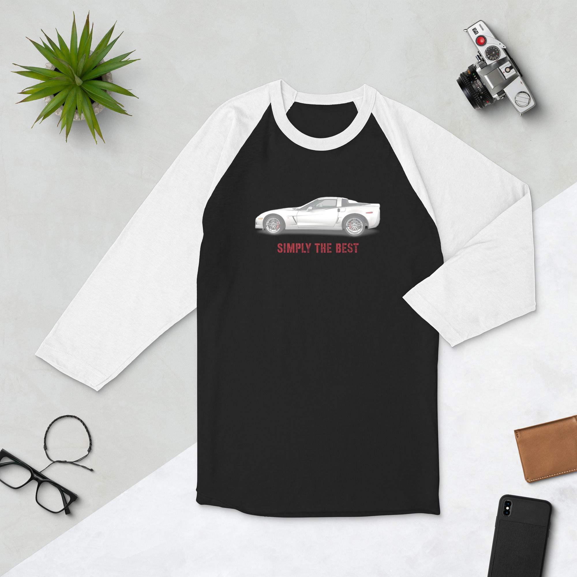 white vette  raglan shirt