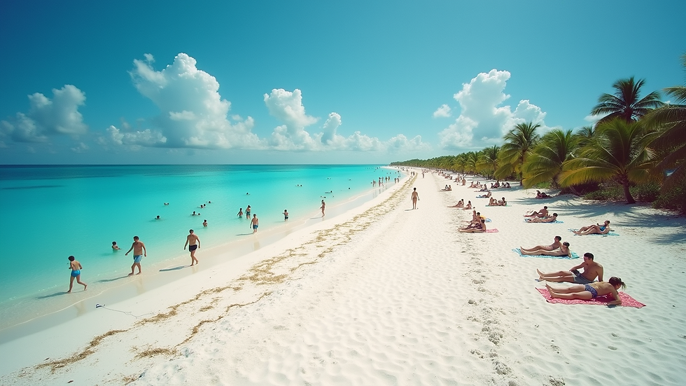 High angle view of white sandy beach and clear blue water at Bahia Honda State Park