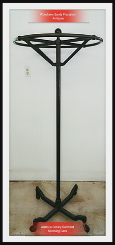 Antique Rotary Spinning Cast Iron Garment Rack-6ft woodlawn-antiques