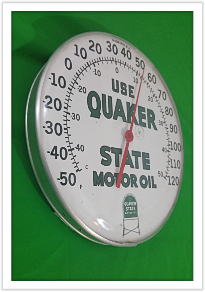 Thumbnail: Vintage Quaker State Motor Oil Thermometer/ Sign