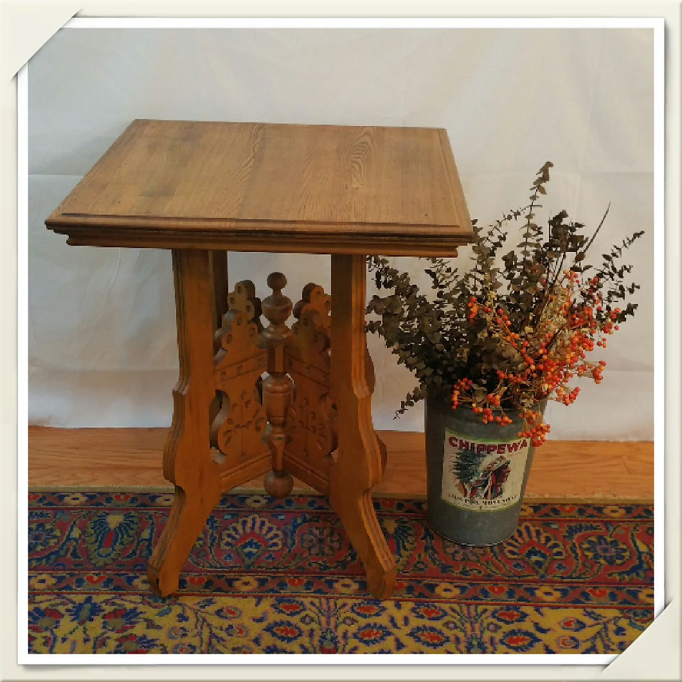 Thumbnail: Antique Oak Carved Square Table (Claw Legs)