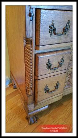 Thumbnail: Antique Slant Drop Oak Carved Secretary Desk