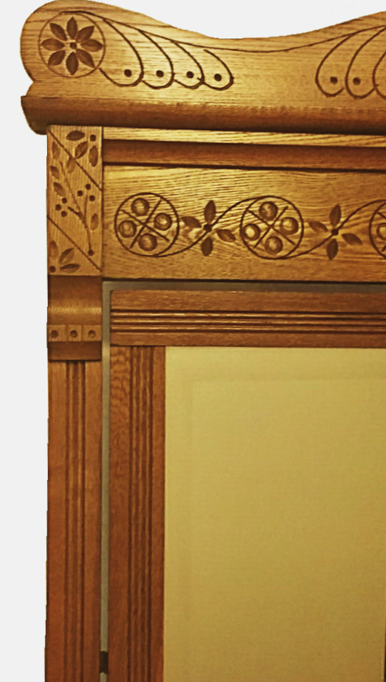 Thumbnail: Antique American Chestnut Carved Dresser w/Mirror