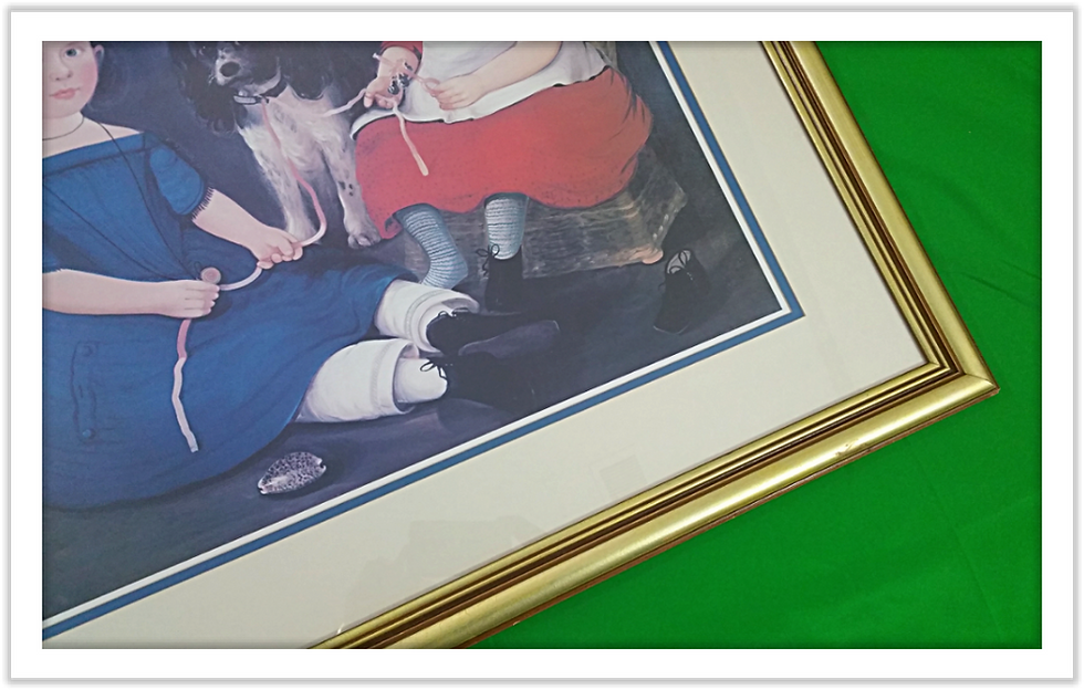 Thumbnail: Large Gold Framed Print (Two Girls & Dog)
