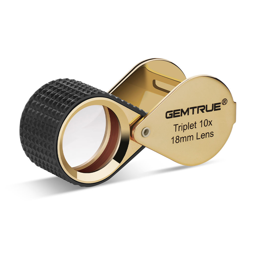 DK98001 Triplet Diamond Loupe18mm 10x with Rubber Grip, Gold Finish