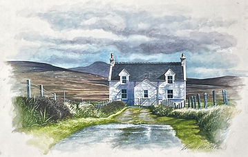 Cottage, South Uist, Acrylic on card 58 x 38cm - £560