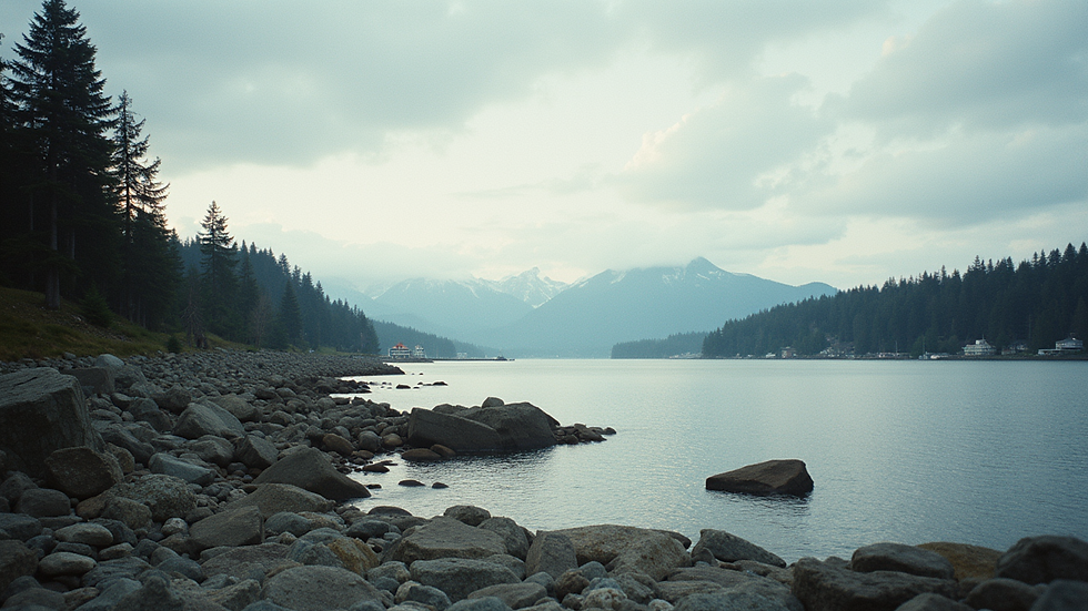 Wide angle view of the scenic waterfront at Kitsap County