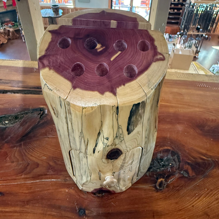 Amish Handcrafted Cedar Pencil Holder with natural wood grain