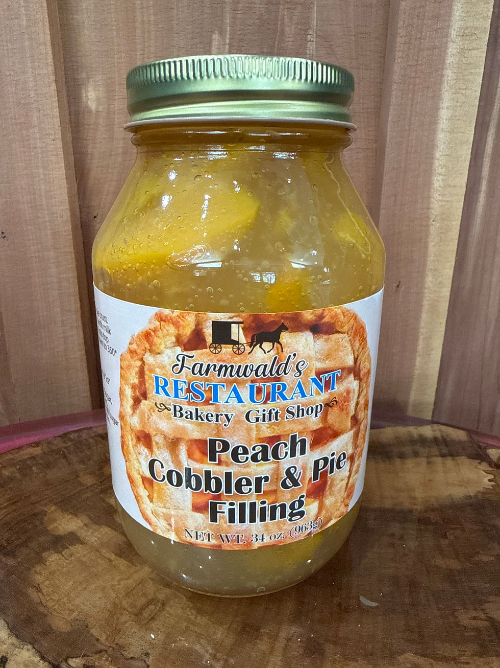 Farmwald's Peach Cobbler & Pie Filling 34oz glass jar