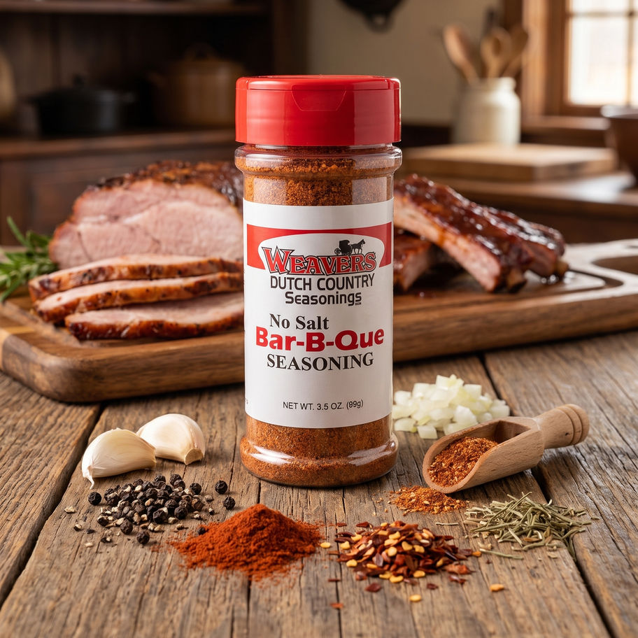 Weavers No Salt Bar-B-Que Seasoning with grilled meats