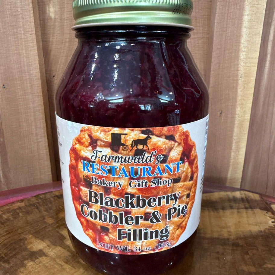 Jar of Farmwald's Restaurant Blackberry Cobbler & Pie Filling