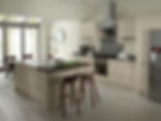 Cream laquer and quartz countertop