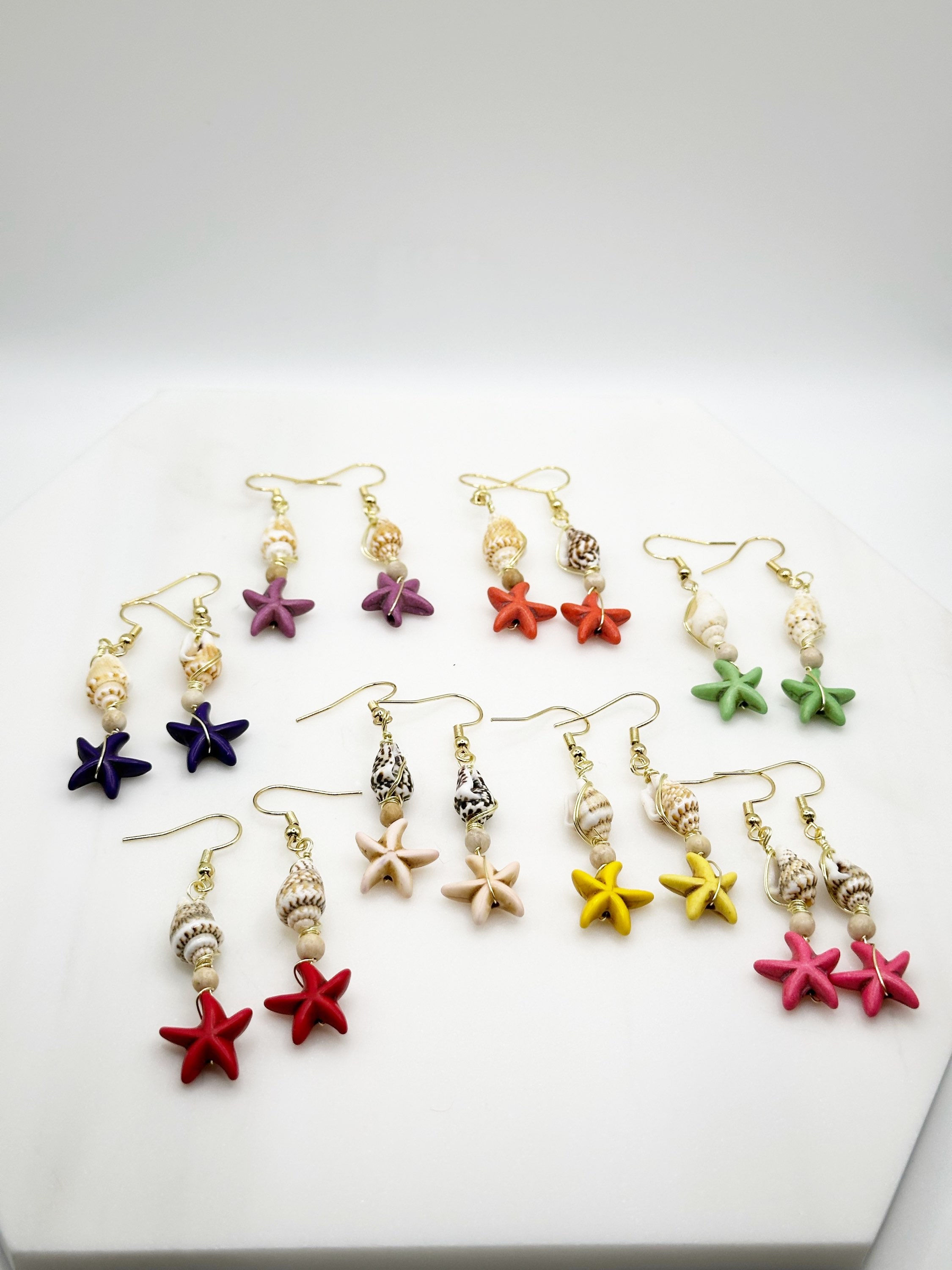 Seashell with Turquoise Starfish Earring