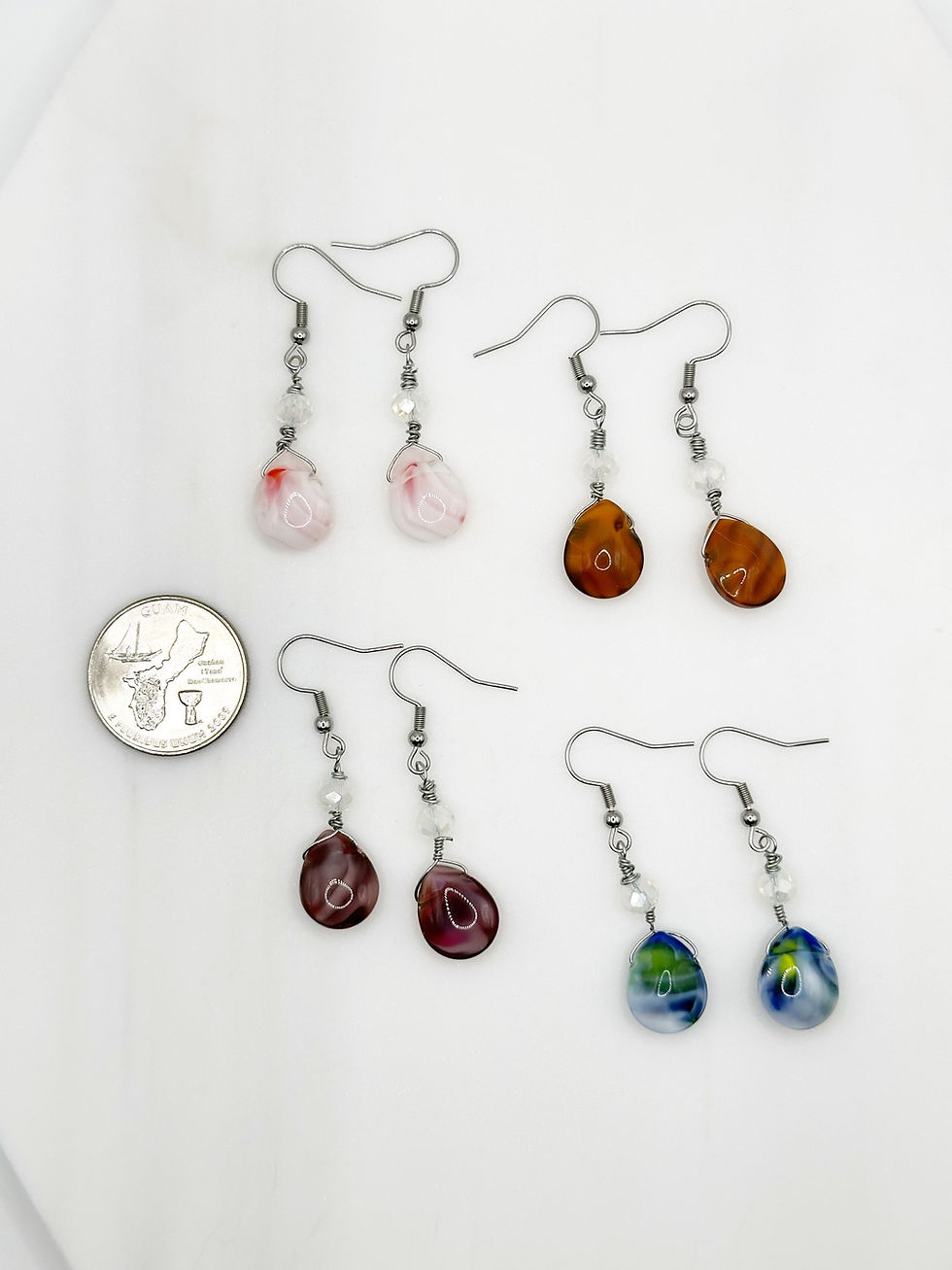 Thumbnail: Glass Tear Drop Earrings
