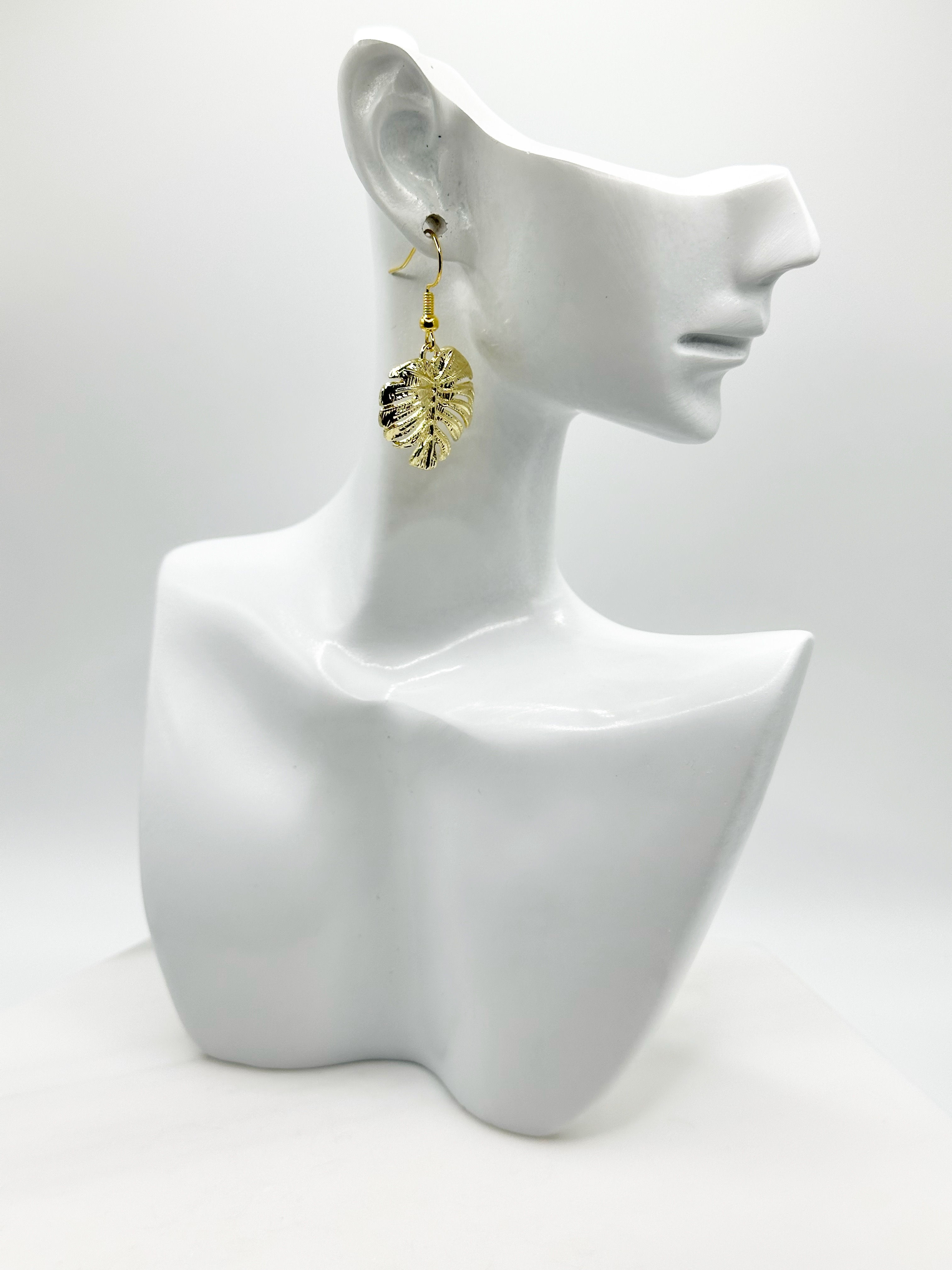 Gold Monstera Earring
