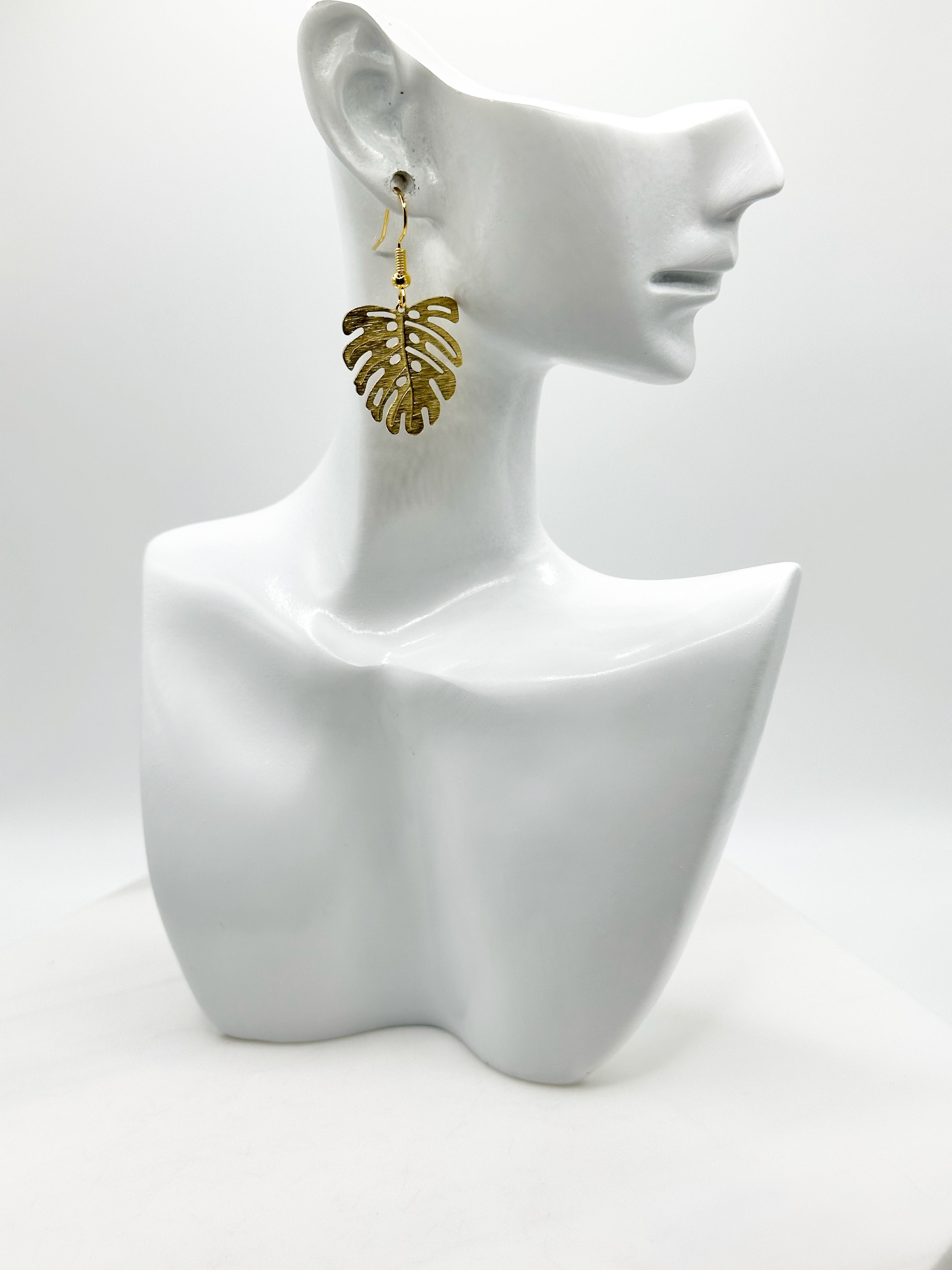 Gold Monstera Earring