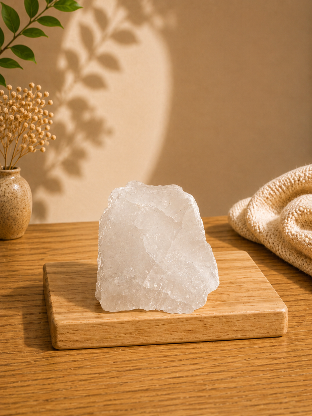 Pedra de Ambiente Quartzo Cristal com Base Serrada