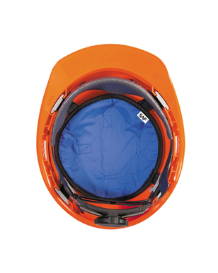Lightweight cooling crown insert for hard hats using ActiKewl® SAF™ technology, designed to provide evaporative cooling and reduce heat stress in industrial environments
