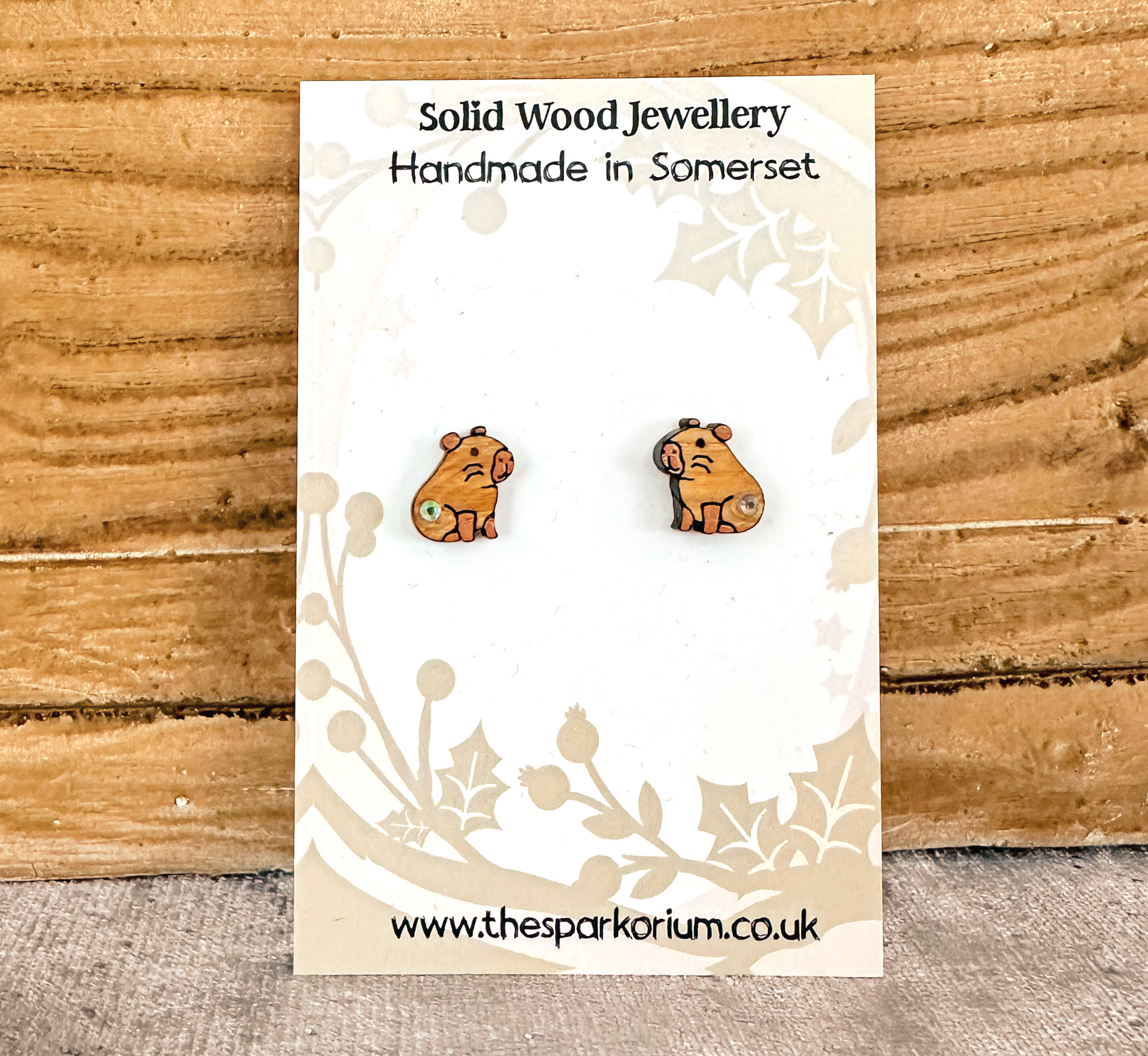 Capybara Solid Wood Stud Earrings