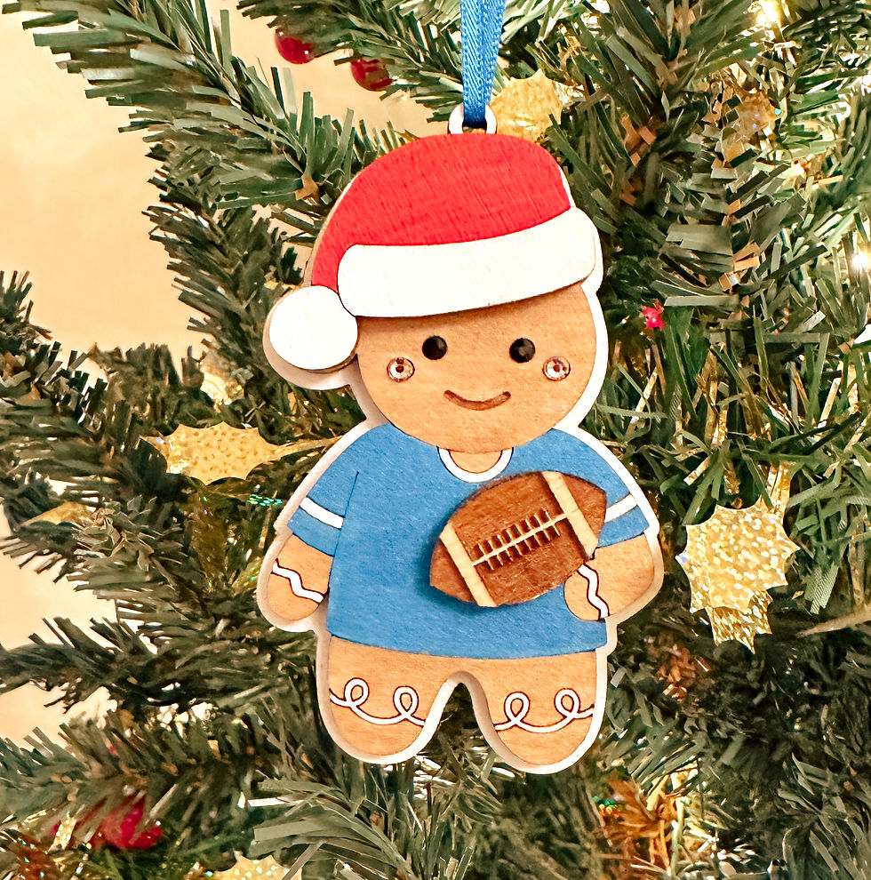 Rugby Gingerbread Christmas Wooden Decoration