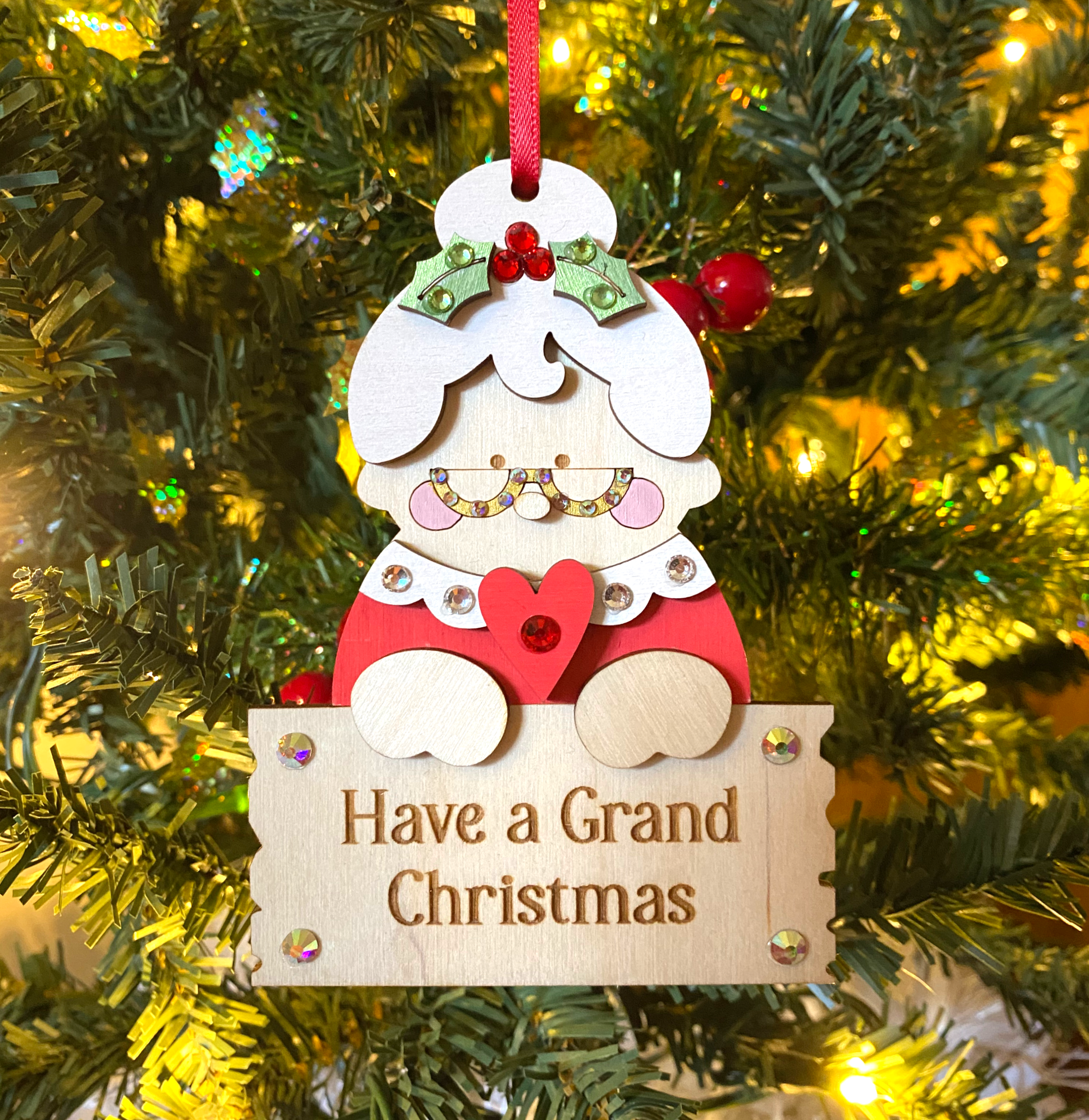 Mrs Christmas Grandparent Wooden Decoration