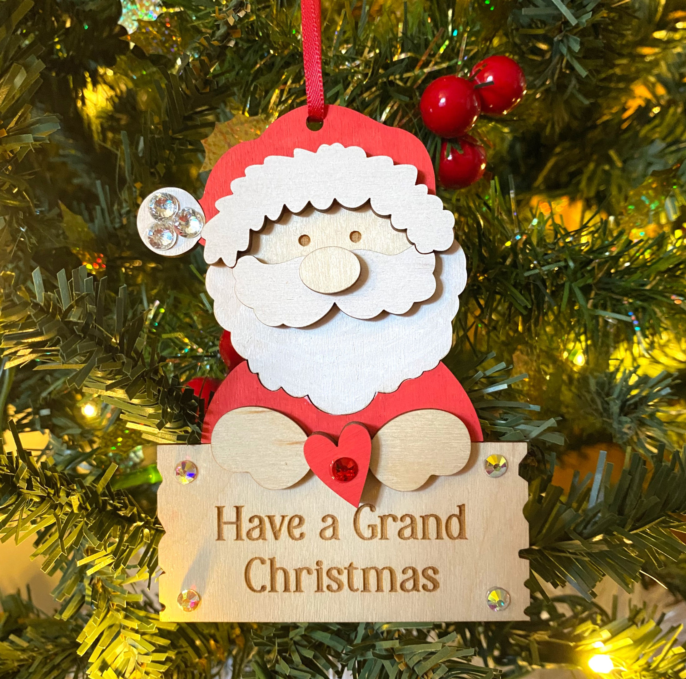 Santa Claus Grandparent Wooden Decoration