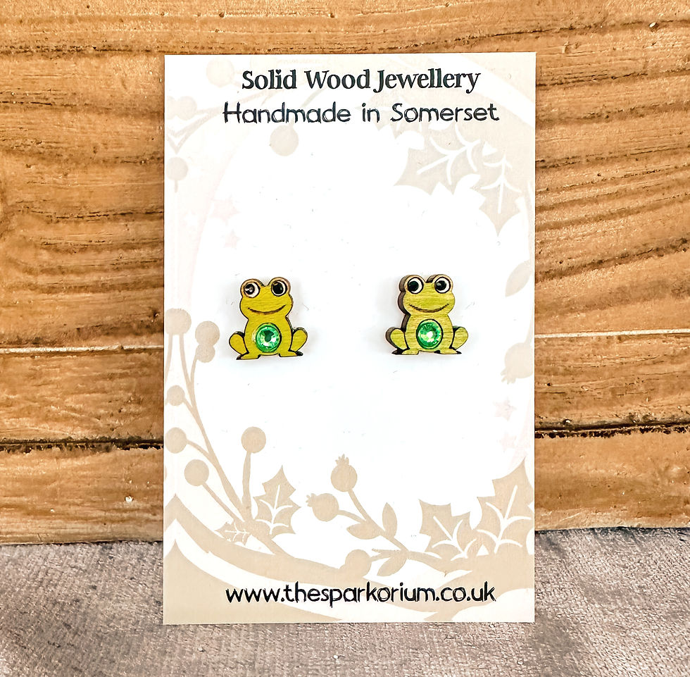 Frog Solid Maple Wood Stud Earrings
