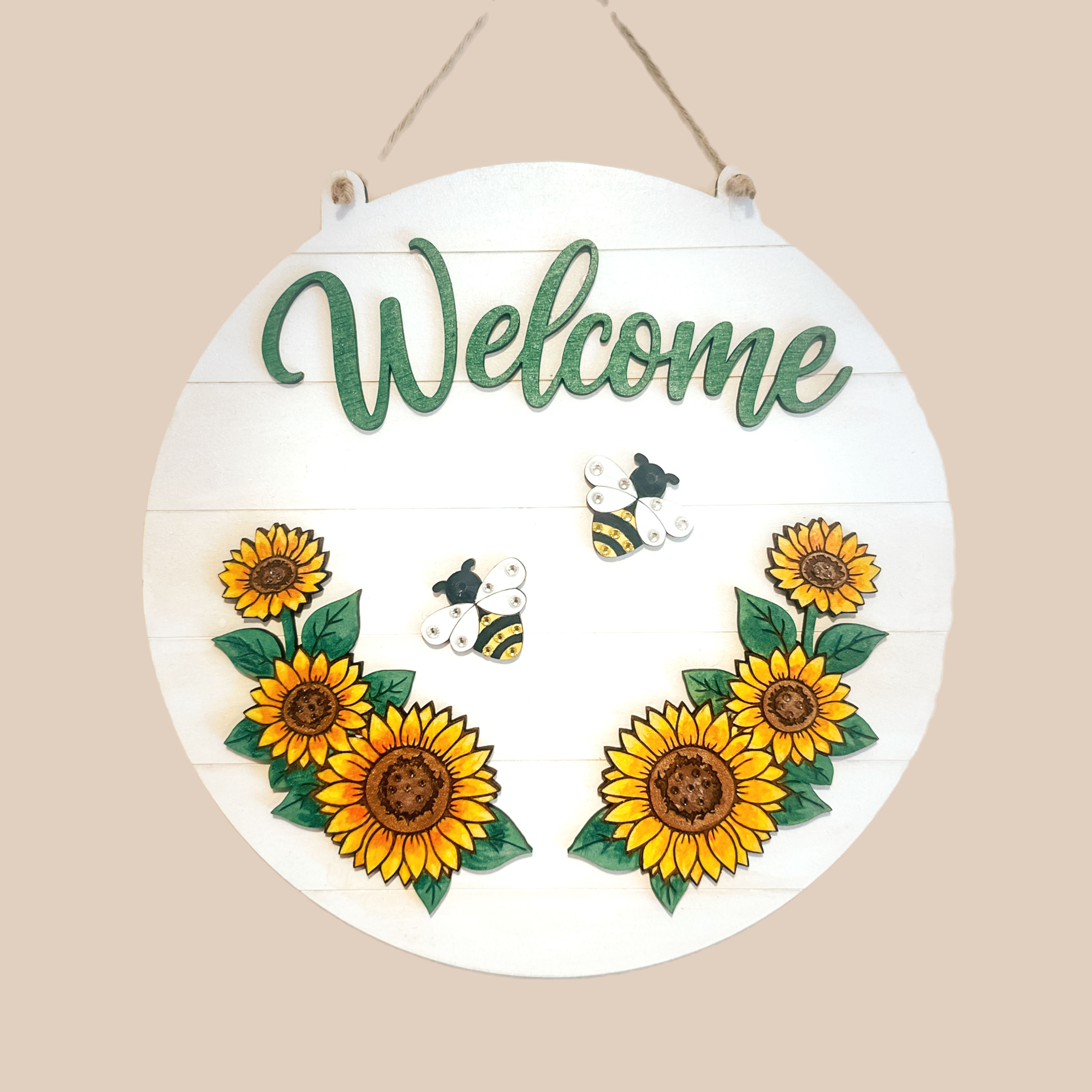 Sunflower and Bumblebee Welcome Sign