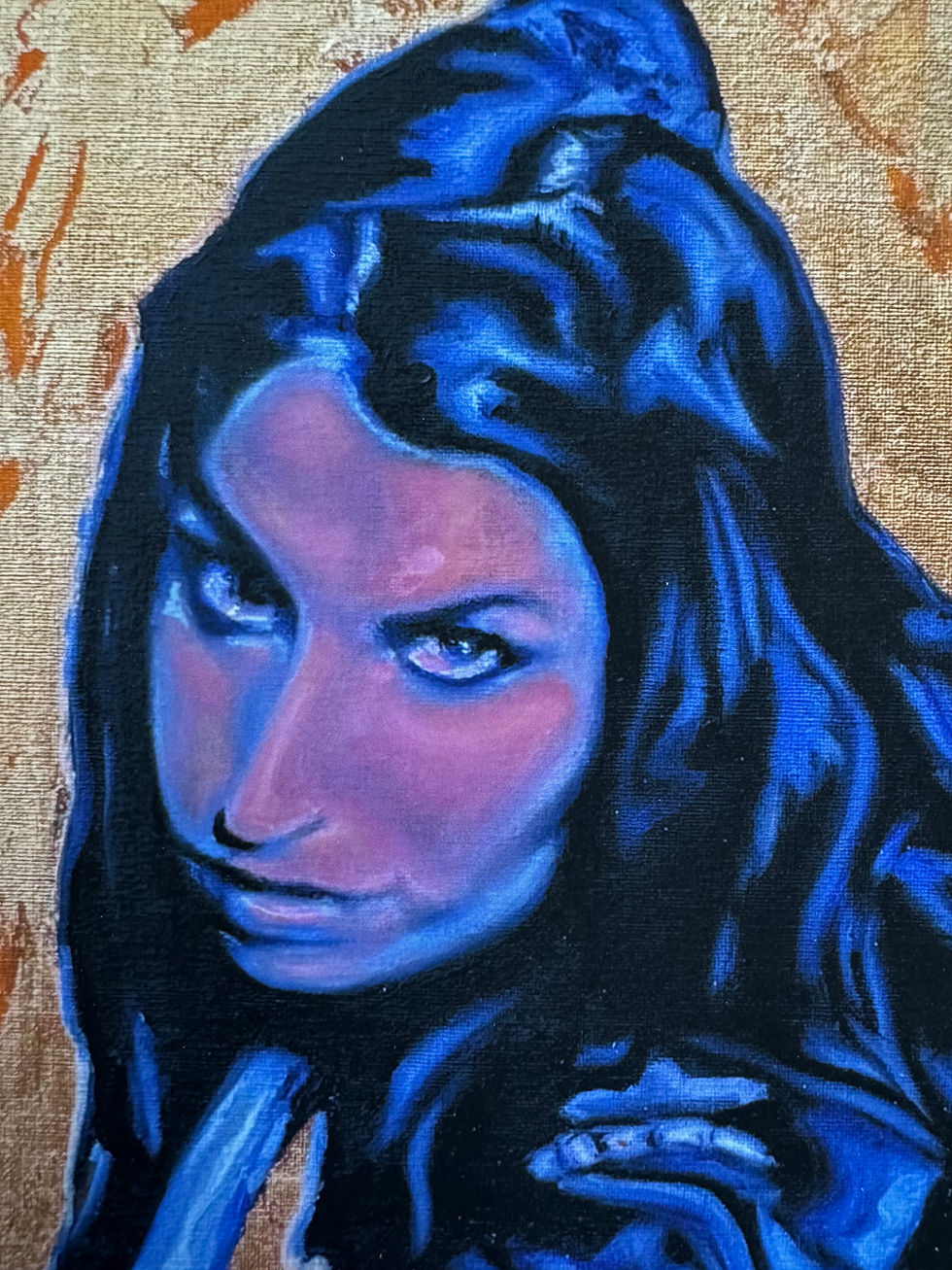 Thumbnail: Amy Winehouse portrait in blue and purple tones