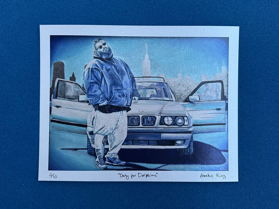Thumbnail: Giclée print of Action Bronson next to a car, 'Only for Dolphins'