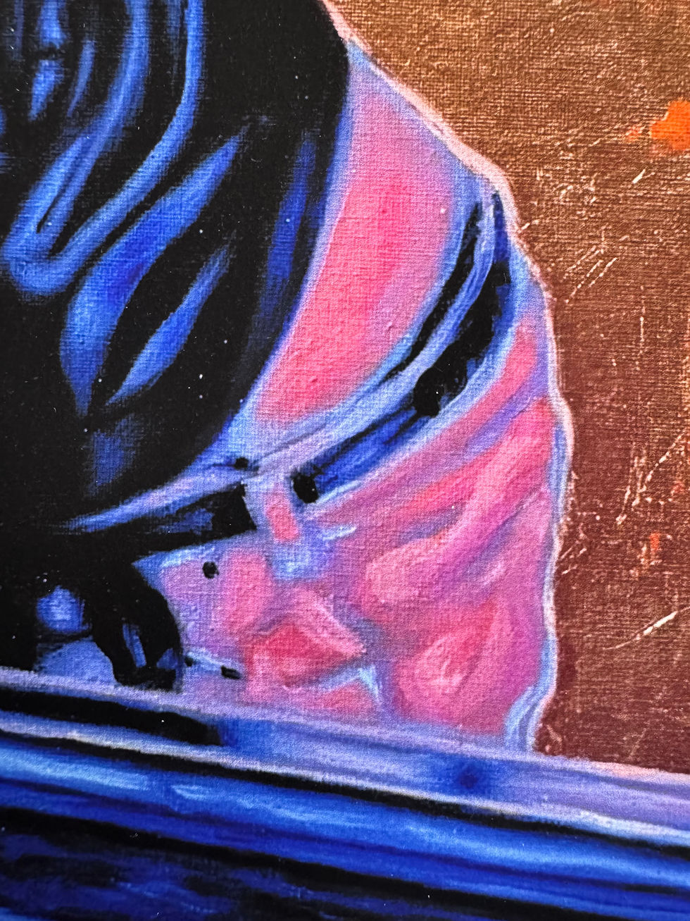 Thumbnail: Amy Winehouse 'Cue the Blues' print detail, blue and pink