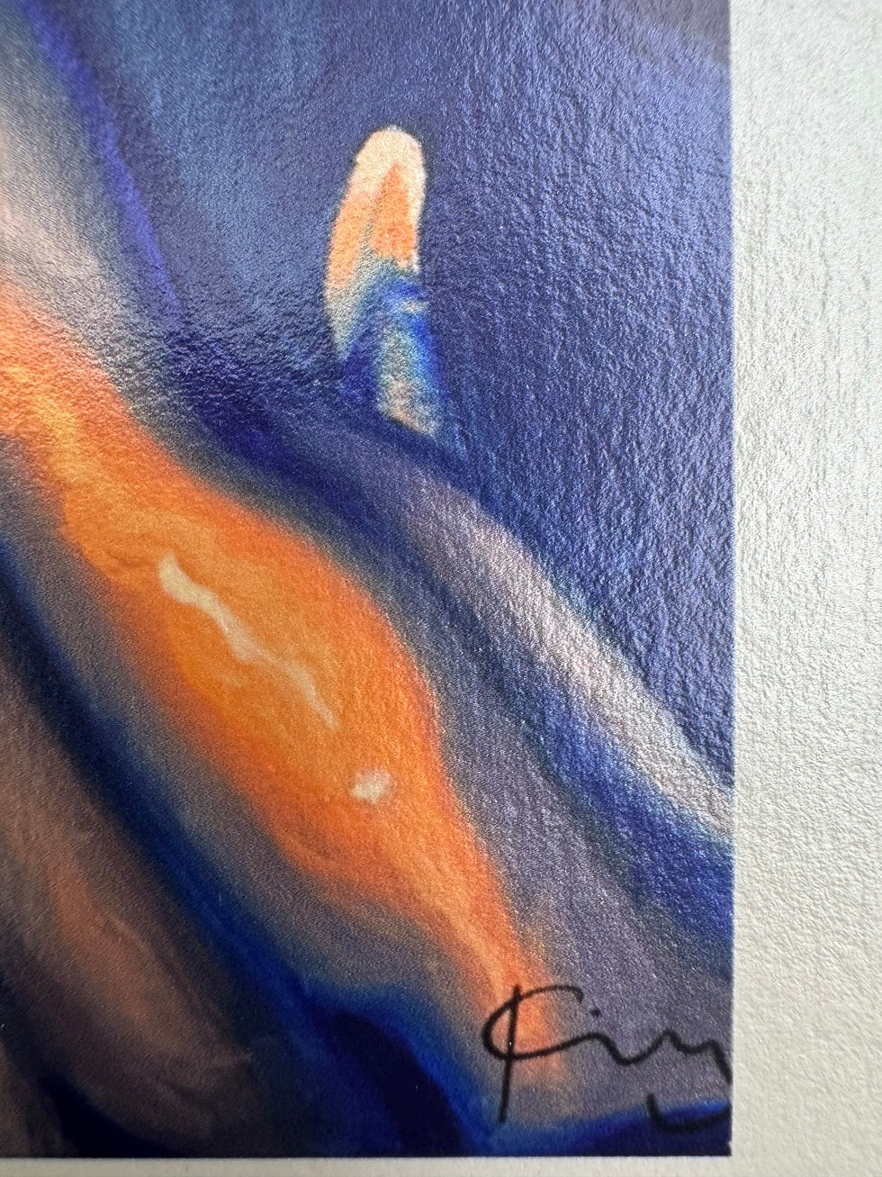 Thumbnail: Detail of vibrant blue and orange giclée print