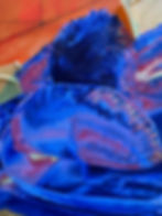 Abstract blue and purple paint swirls