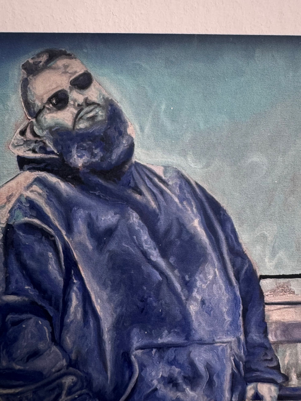 Thumbnail: Action Bronson in sunglasses and blue hoodie, giclée print