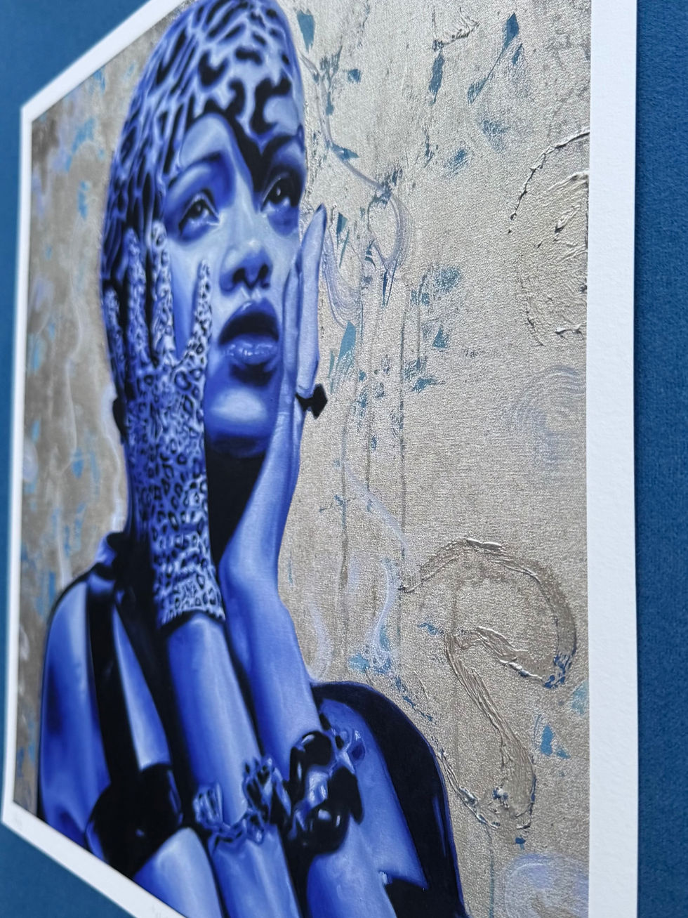 Thumbnail: Make me Feel Rihanna Giclèe print, blue skin, dramatic pose