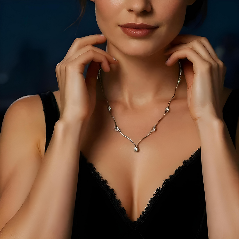 Луксозно дамско сребърно колие с 13 цирконии проба 925 със сертификат в подаръчна кутия от AngeloSilver