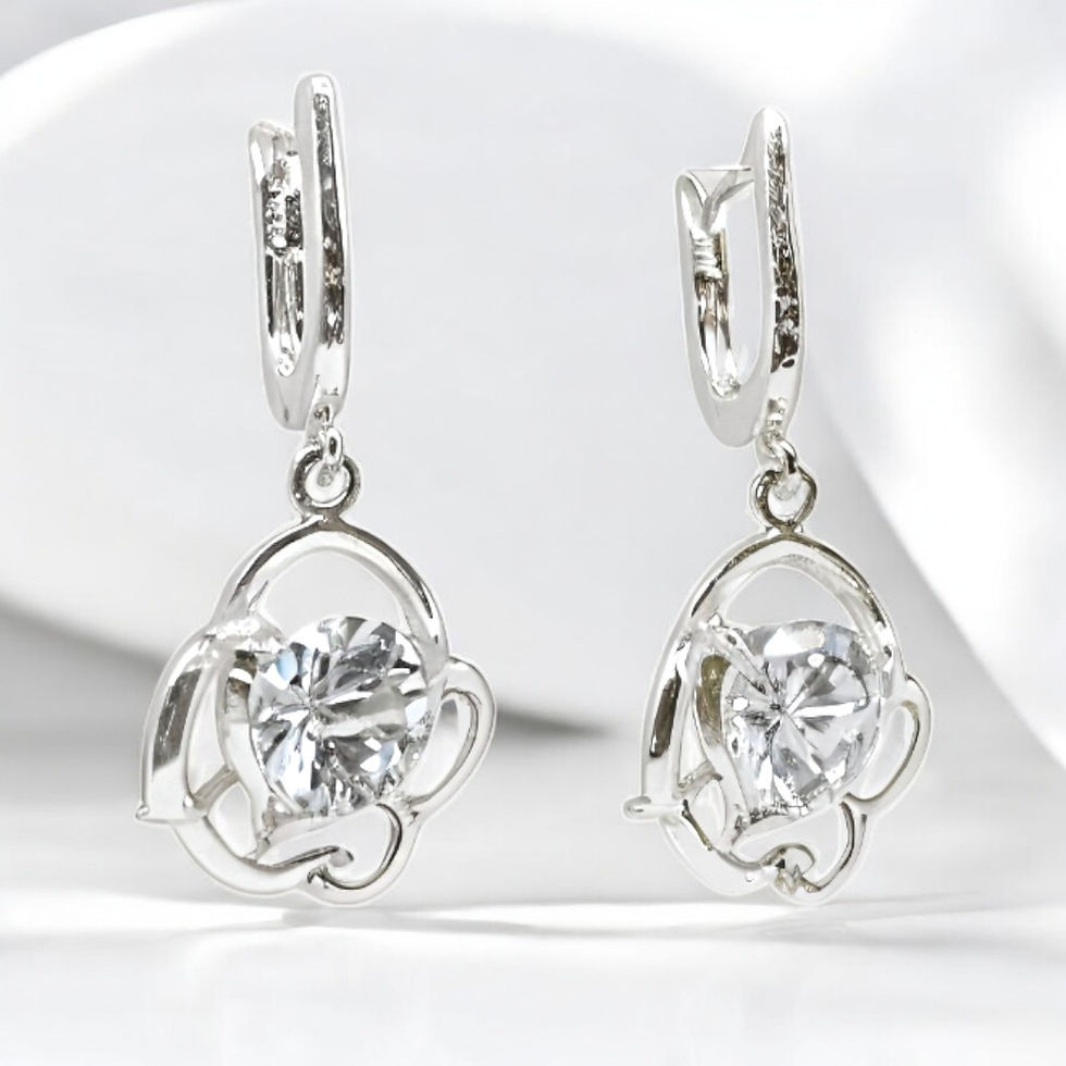 Дамски сребърни обеци „Белла Роза“ – роза с цирконий 8 мм, проба 925 със сертификат в кутийка от AngeloSilver