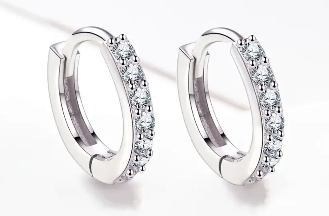 Sterling Silver Diamond Huggies 