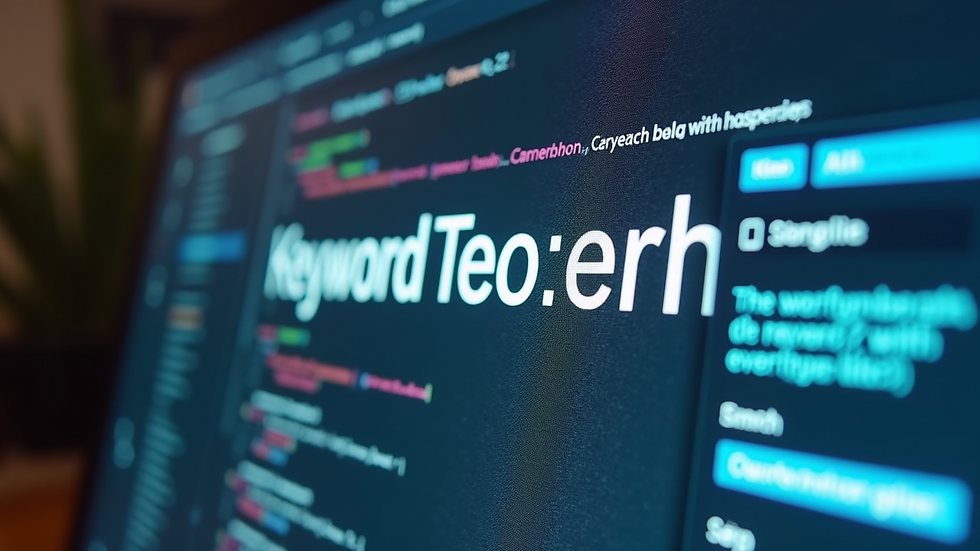 Eye-level view of a computer screen displaying a keyword research tool