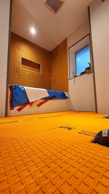 Bathroom waterproofing using Schluter Ditra and Schluter Kerdi