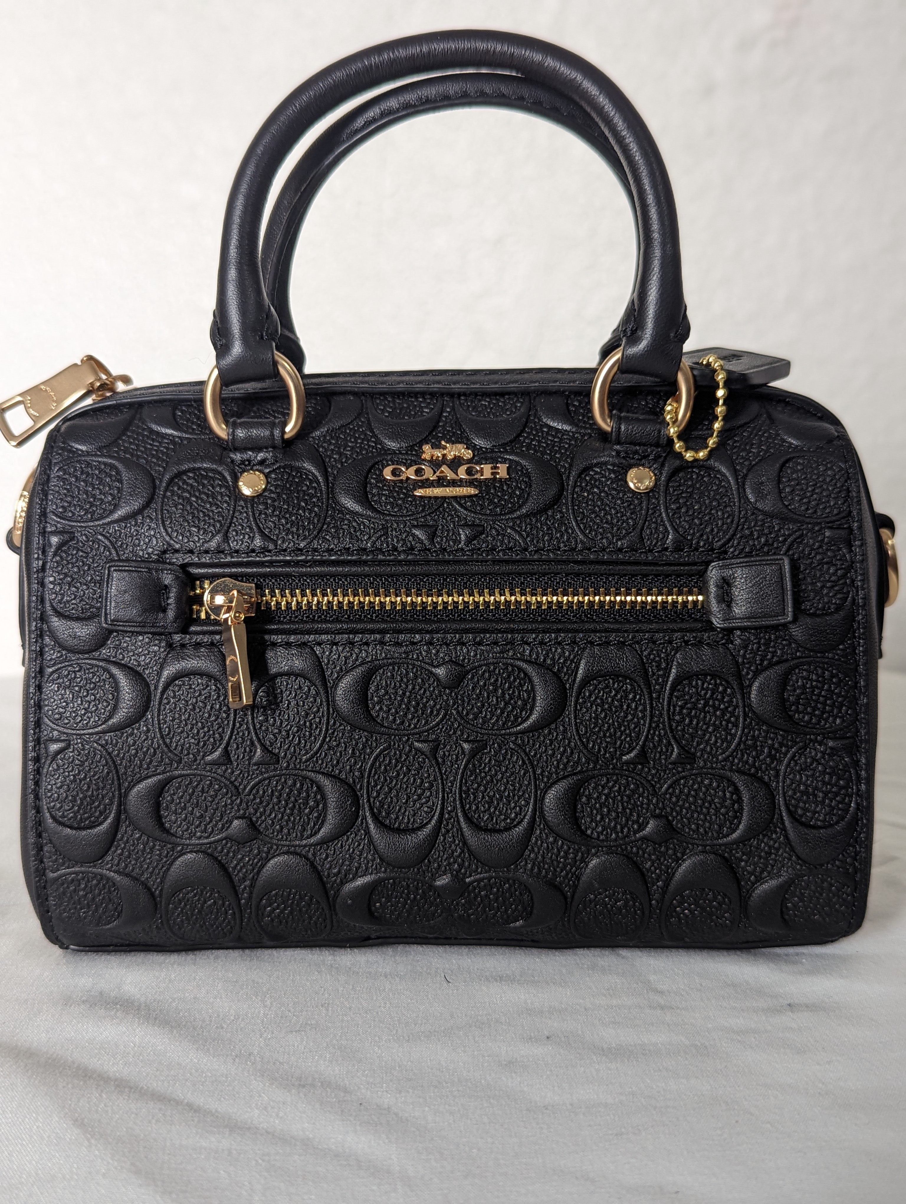 Coach Mini Rowan Embossed Smooth Leather Black
