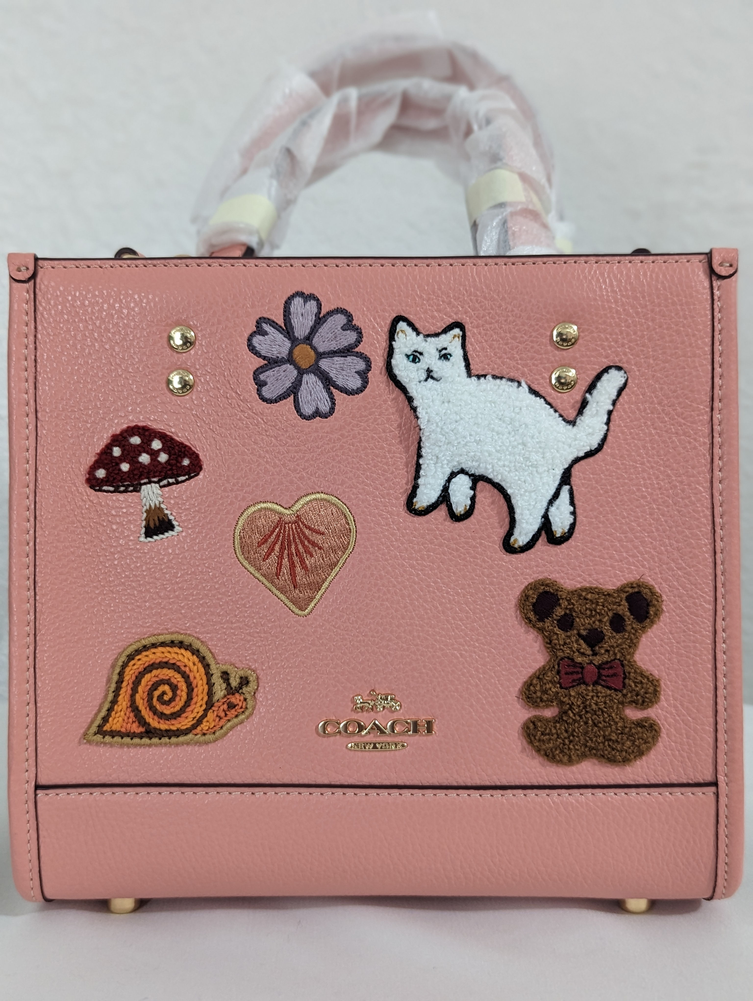 Coach Dempsey Tote 22 Pink With Creature Patches