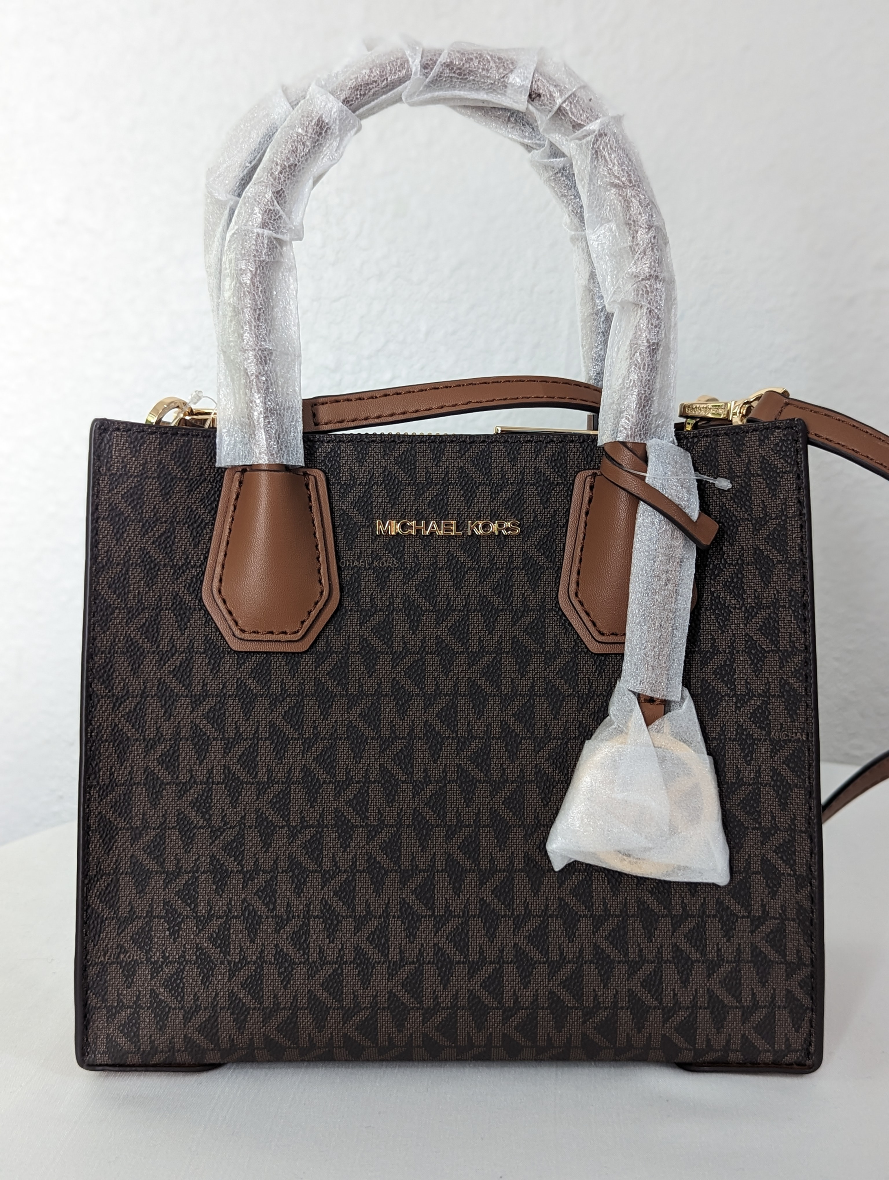 Michael Kors Mercer Medium Logo and Leather Accordion Crossbody Bag
